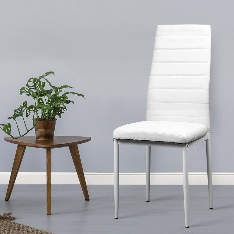 Artiss Set of 4 Dining Chairs PVC Leather - White - Sale Now
