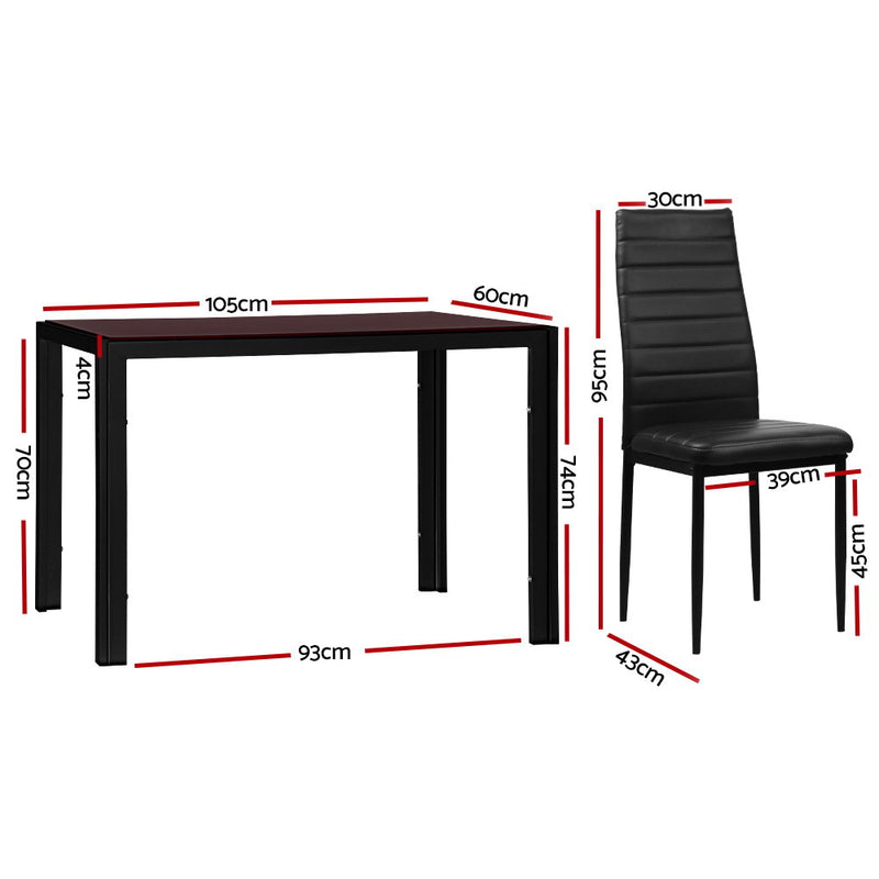 Artiss Astra 5-Piece Dining Table and Chairs Sets - Black - Sale Now
