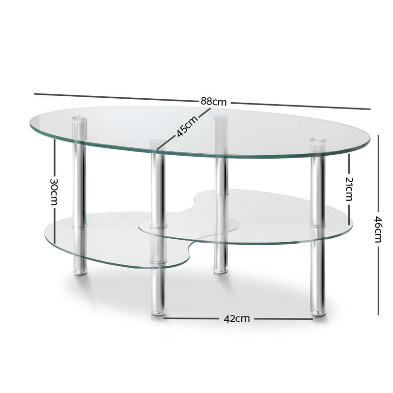 Artiss 3 Tier Coffee Table - Glass - Sale Now