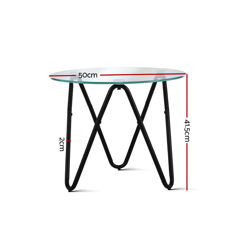 Artiss Coffee Table Glass End Side Tables High Gloss Display Modern Furniture 50X50CM - Sale Now