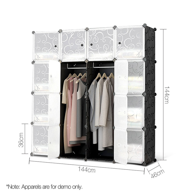 16 Cube Portable Storage Cabinet Wardrobe - Black & White - Sale Now