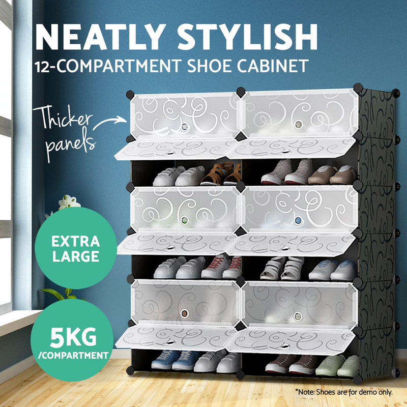 Shoe Storage Cabinet Shoes Rack Shelf Cube Organiser Stackable Portable 6 Tier - Sale Now