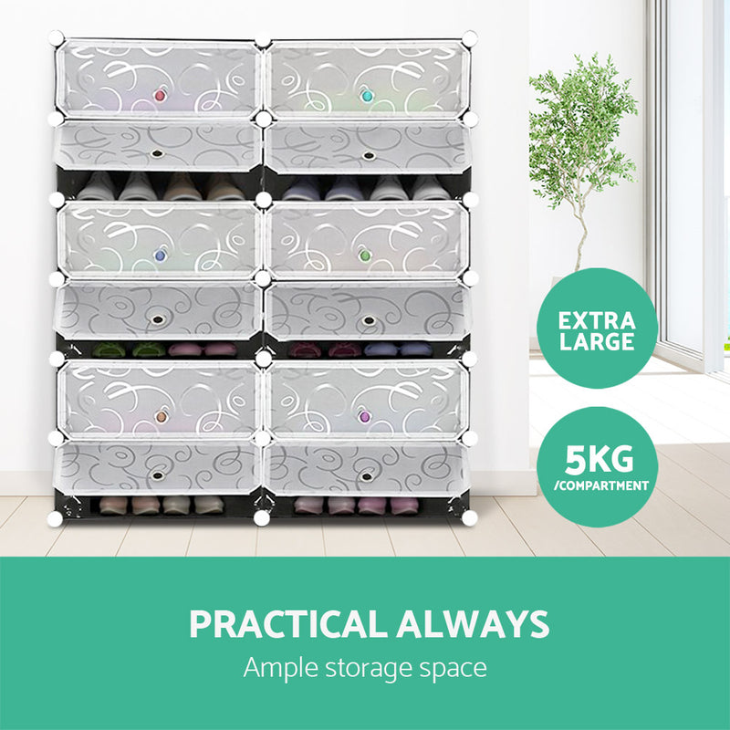Shoe Storage Cabinet Shoes Rack Shelf Cube Organiser Stackable Portable 6 Tier - Sale Now