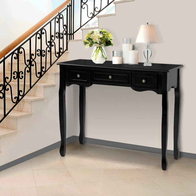 Artiss Hallway Console Table Hall Side Dressing Entry Display 3 Drawers Black - Sale Now