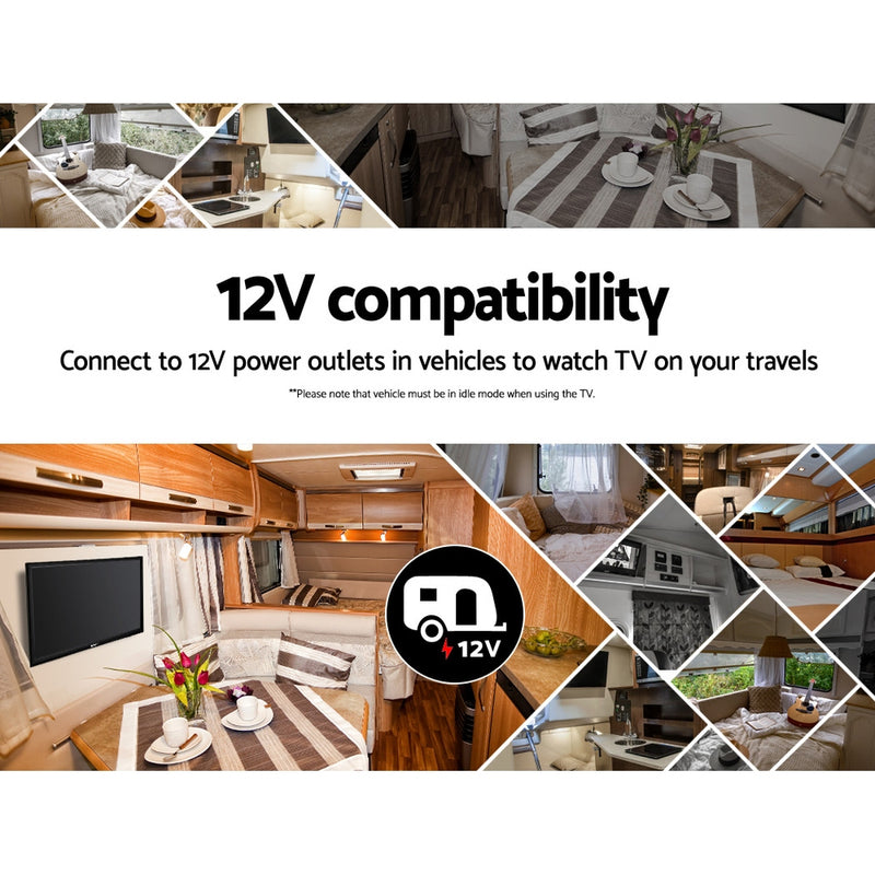 Devanti 24" Inch LED TV Combo Built-In DVD Player DC 12V Caravan Boat USB - Sale Now