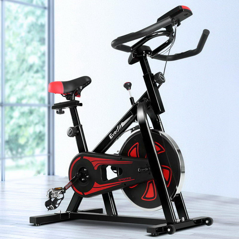 Everfit Spin Exercise Bike Cycling Fitness Commercial Home Workout Gym Equipment Black - Sale Now