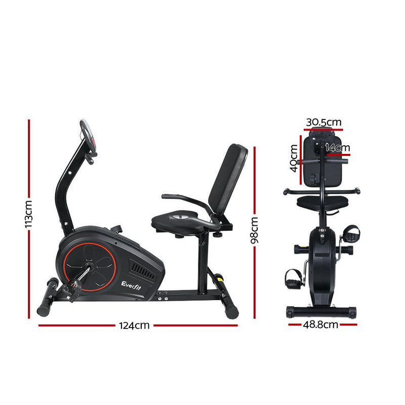 Everfit Magnetic Recumbent Exercise Bike Fitness Trainer Home Gym Equipment Black - Sale Now