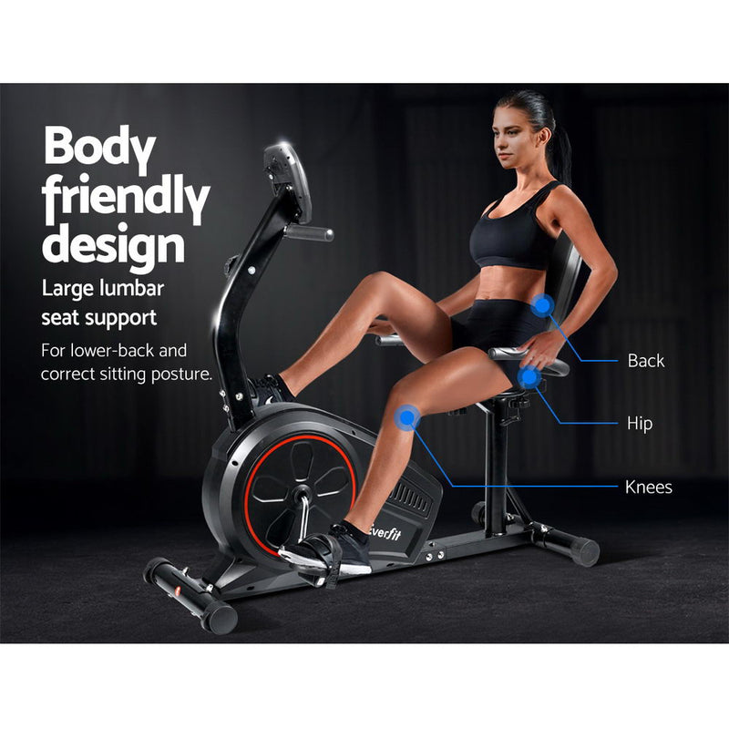 Everfit Magnetic Recumbent Exercise Bike Fitness Trainer Home Gym Equipment Black - Sale Now
