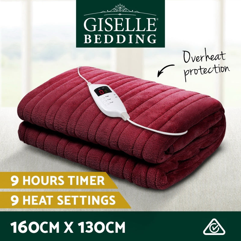 Giselle Bedding Electric Throw Blanket - Burgundy - Sale Now