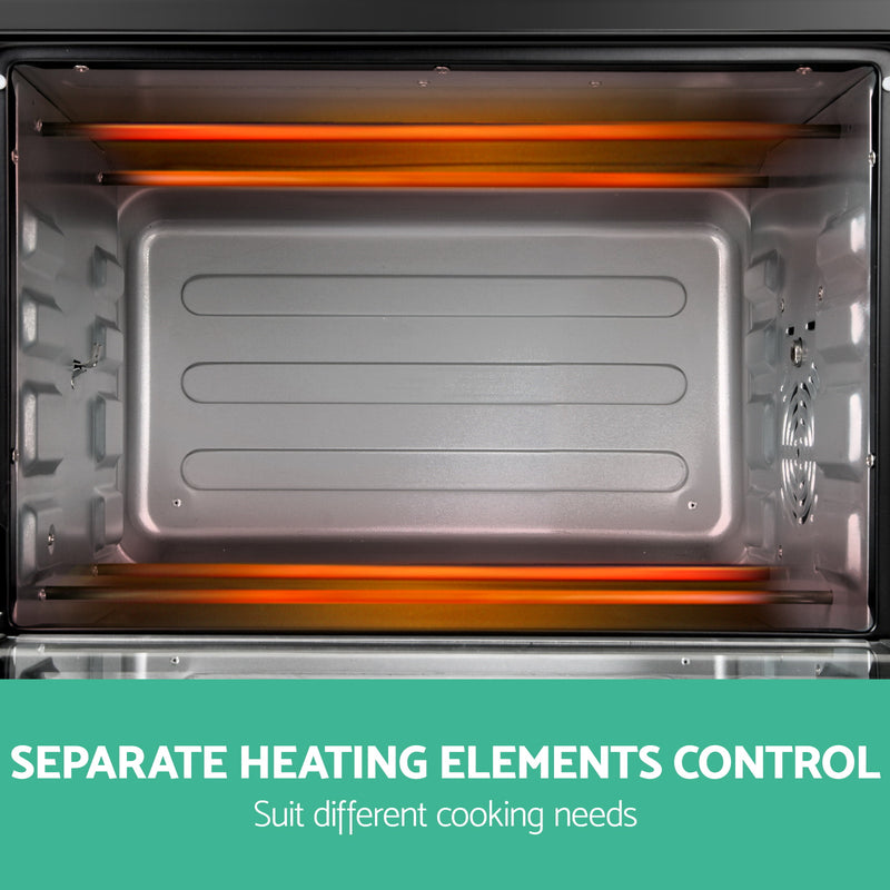Devanti 45L Convection Oven with Hotplates - Black - Sale Now