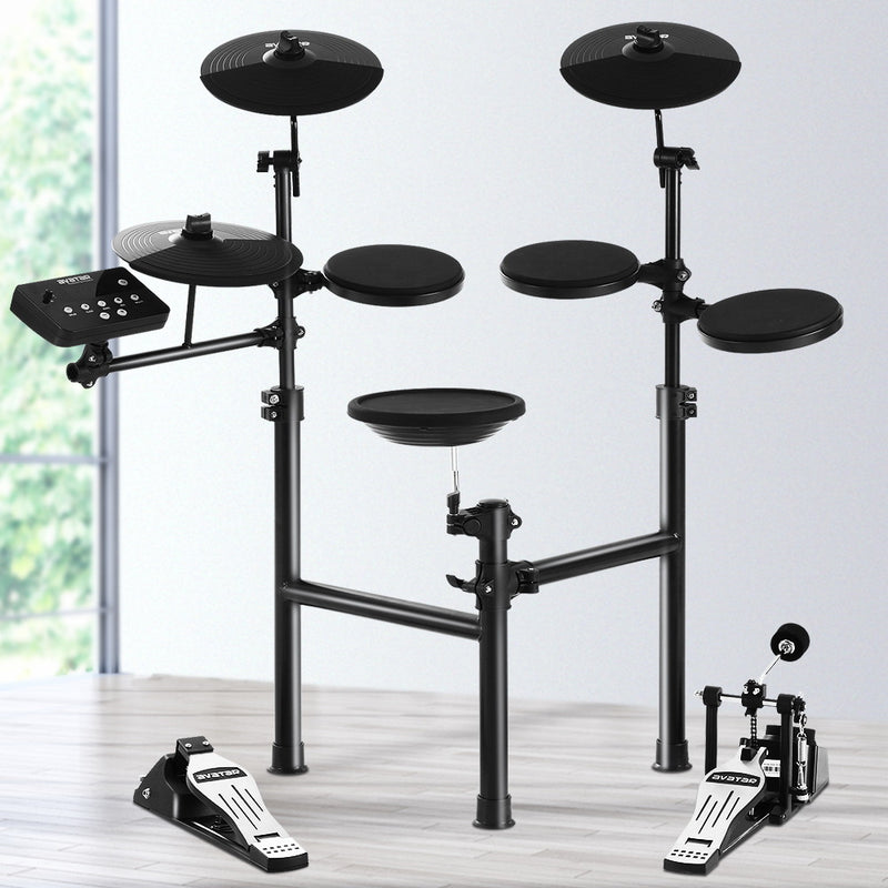 8 Piece Electric Electronic Drum Kit Drums Set Pad Tom For Kids Adults Foldable - Sale Now