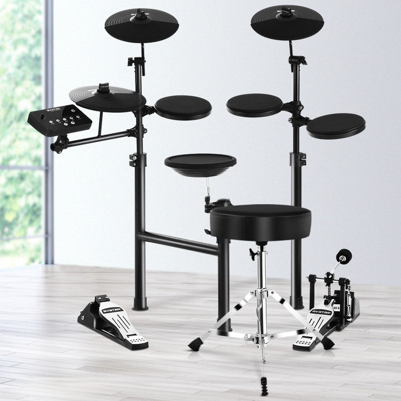 8 Piece Electric Electronic Drum Kit Drums Set Pad and Stool Kids Adults Foldable - Sale Now