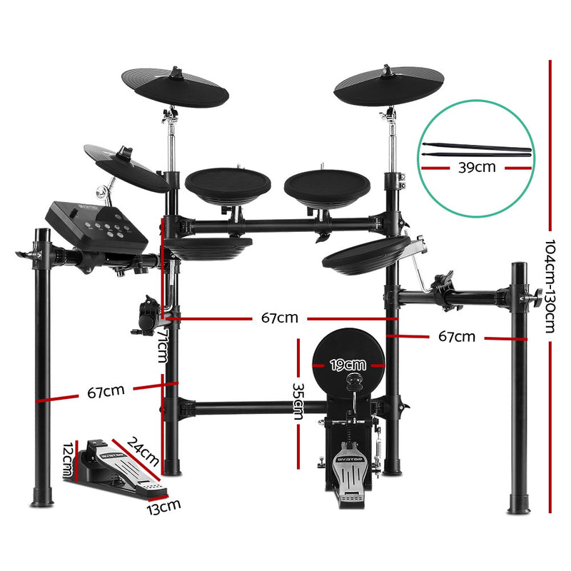 8 Piece Electric Electronic Drum Kit Drums Set Pad Tom Midi For Kids Adults - Sale Now