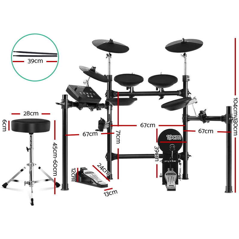 8 Piece Electric Electronic Drum Kit Drums Set Pad and Stool For Kids Adults Sili - Sale Now