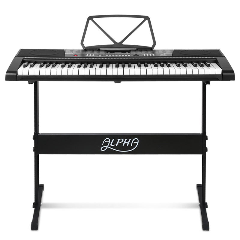 Alpha 61 Keys Electronic Piano Keyboard LED Electric w/Holder Music Stand USB Port - Sale Now