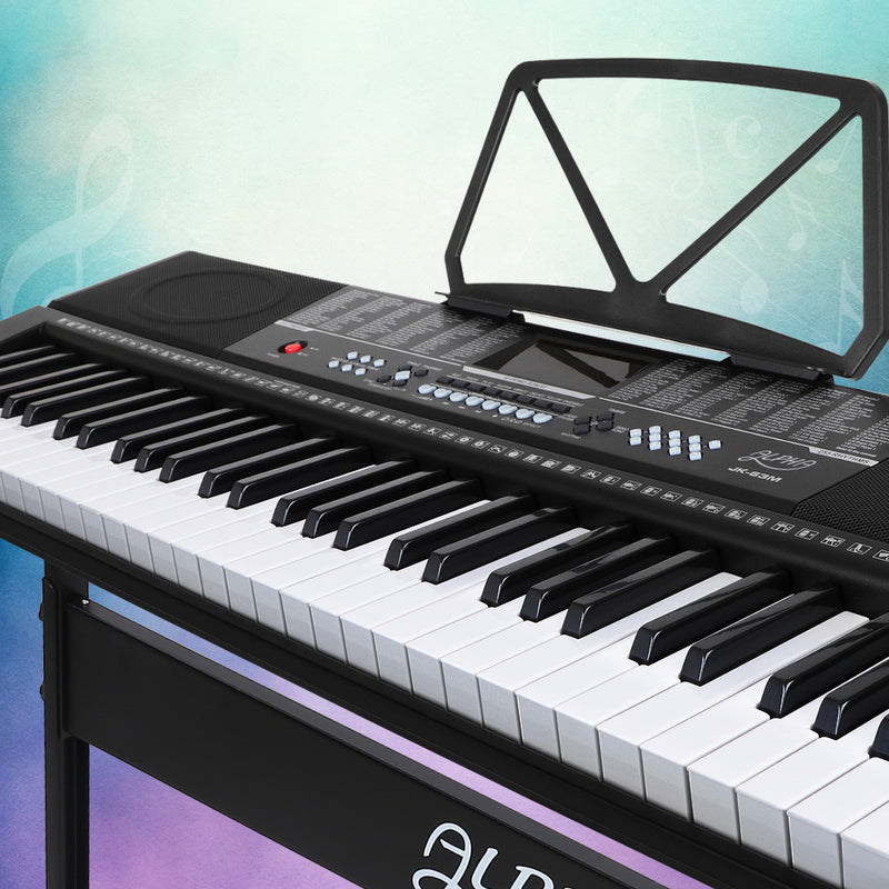 Alpha 61 Keys Electronic Piano Keyboard LED Electric w/Holder Music Stand USB Port - Sale Now
