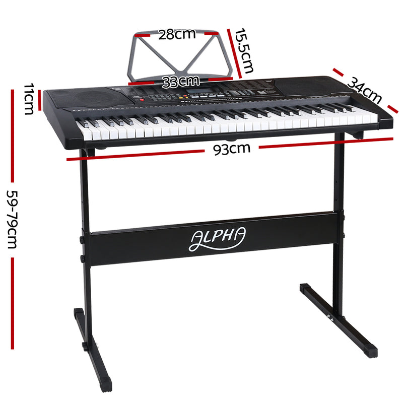 Alpha 61 Key Lighted Electronic Piano Keyboard LCD Electric w/ Holder Music Stand - Sale Now