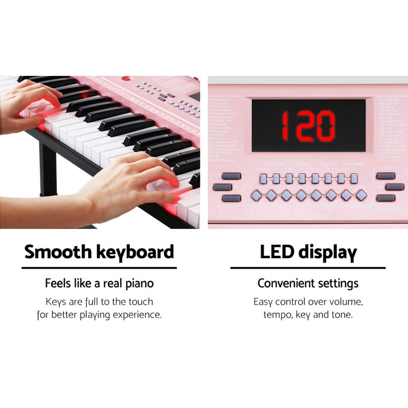 Alpha 61 Key Lighted Electronic Piano Keyboard LED Electric Holder Music Stand - Sale Now