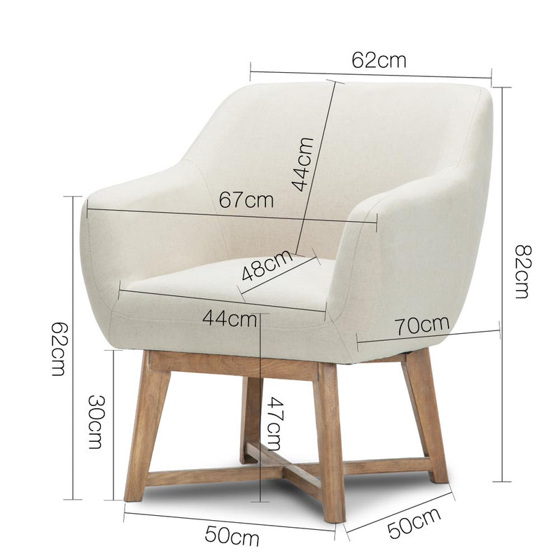 Artiss Fabric Tub Lounge Armchair - Beige - Sale Now