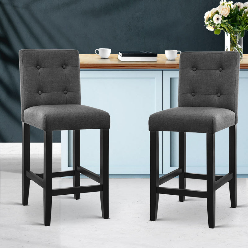 Artiss Set of 2 Provincial Style Bar Stools - Charcoal - Sale Now