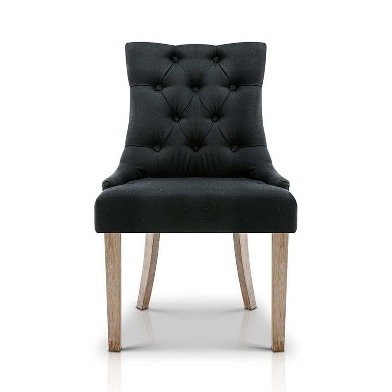 Artiss Dining Chairs Chair French Provincial Wooden Fabric Retro Cafe Black x1 - Sale Now