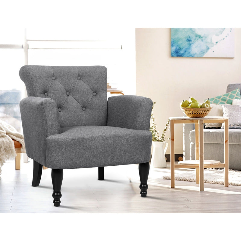 Artiss French Lorraine Chair Retro Wing - Grey - Sale Now