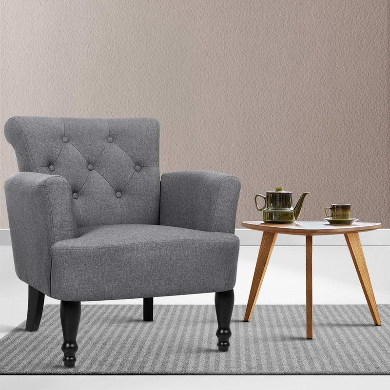 Artiss French Lorraine Chair Retro Wing - Grey - Sale Now