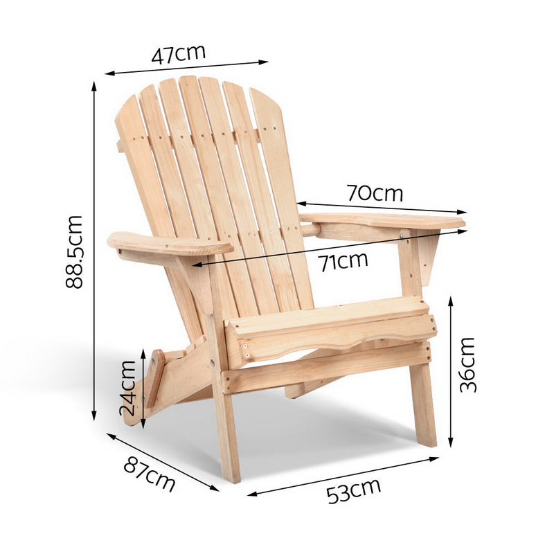 Gardeon Outdoor Chairs Furniture Beach Chair Lounge Wooden Adirondack Garden Patio - Sale Now