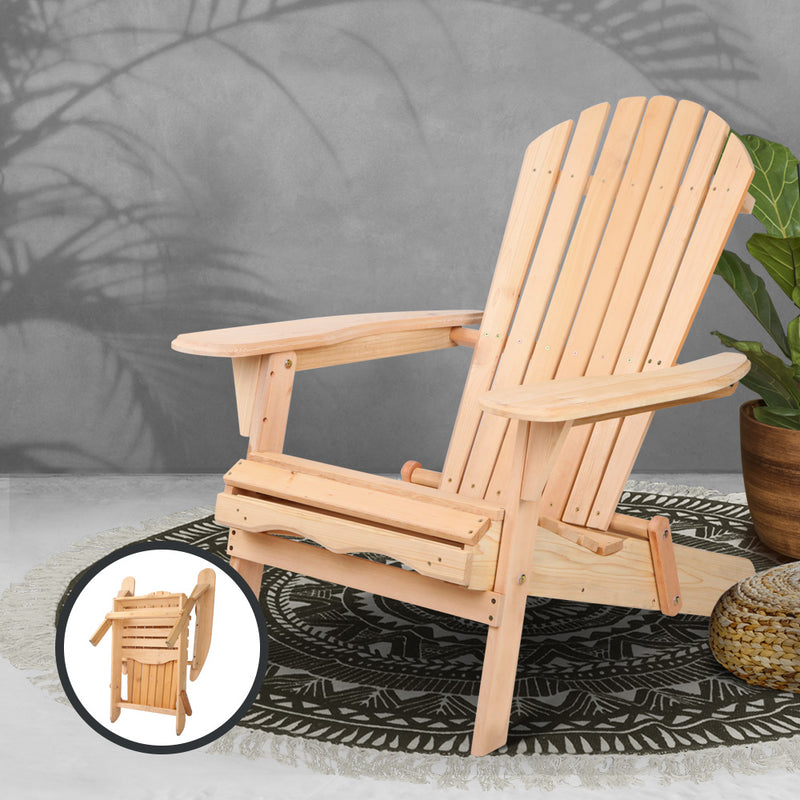 Gardeon Outdoor Chairs Furniture Beach Chair Lounge Wooden Adirondack Garden Patio - Sale Now
