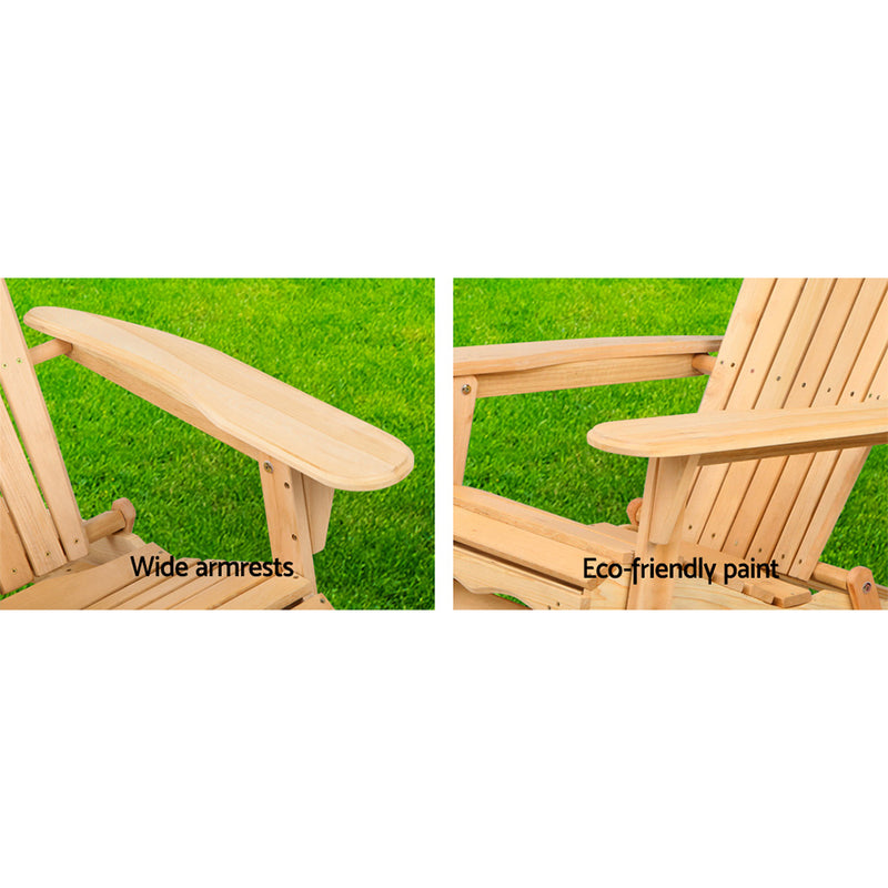 Gardeon Set of 2 Patio Furniture Outdoor Chairs Beach Chair Wooden Adirondack Garden Lounge - Sale Now