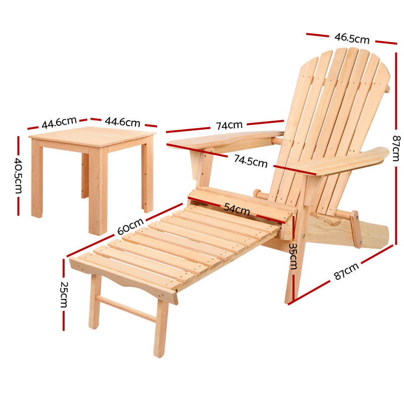 Gardeon 3 Piece Outdoor Beach Chair and Table Set - Sale Now