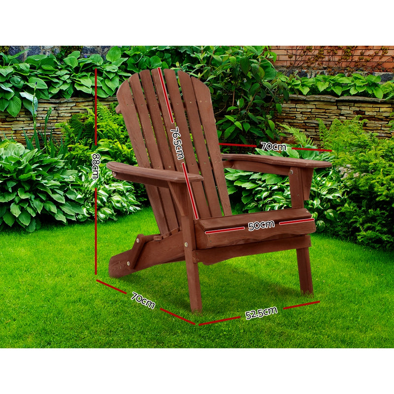 Gardeon Outdoor Furniture Beach Chair Wooden Adirondack Patio Lounge Garden - Sale Now