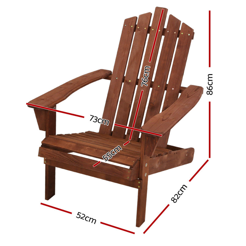 Gardeon Outdoor Sun Lounge Beach Chairs Table Setting Wooden Adirondack Patio Brown Chair - Sale Now