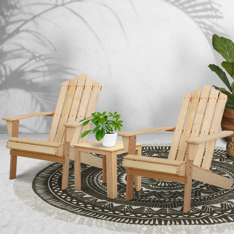 Gardeon Outdoor Sun Lounge Beach Chairs Table Setting Wooden Adirondack Patio Natural Wood Chair - Sale Now