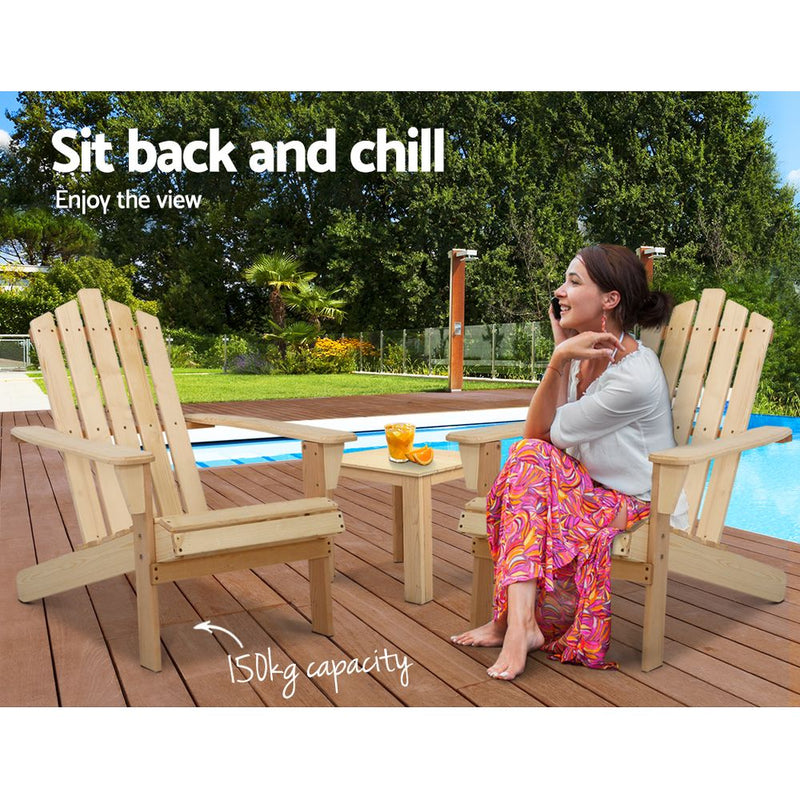 Gardeon Outdoor Sun Lounge Beach Chairs Table Setting Wooden Adirondack Patio Chair Lounges Wood - Sale Now