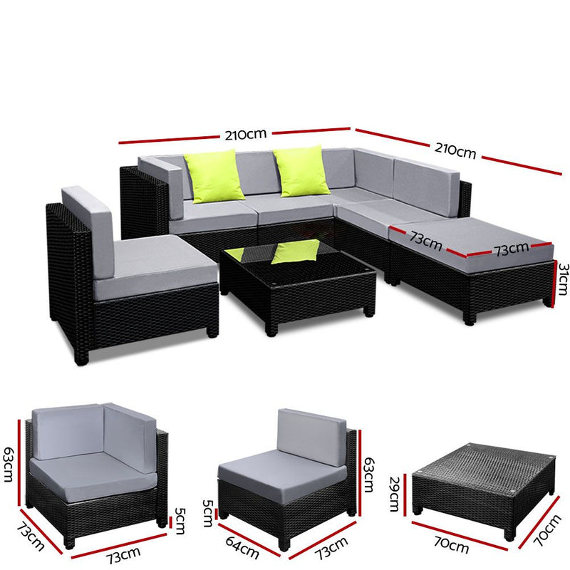 Gardeon 7PC Sofa Set Outdoor Furniture Lounge Setting Wicker Couches Garden Patio Pool - Sale Now