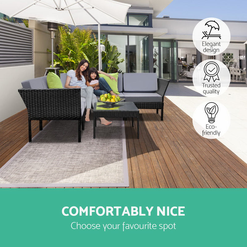 Gardeon 6PC Sofa Set Outdoor Furniture Lounge Setting Wicker Couches Garden Patio Pool - Sale Now