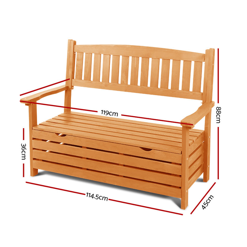 Gardeon 2 Seat Wooden Outdoor Storage Bench - Sale Now