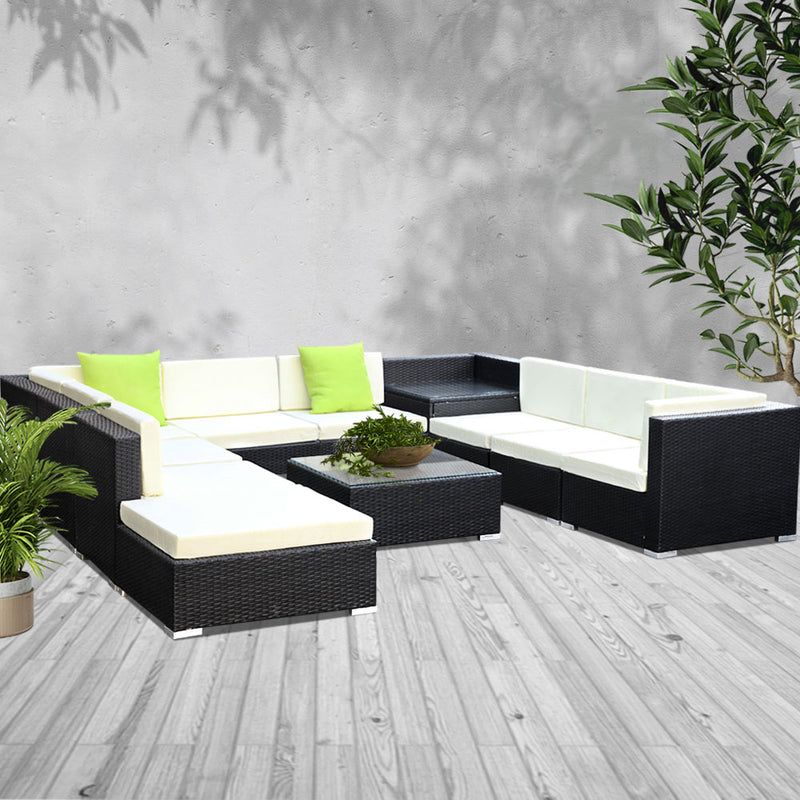 Gardeon 11PC Outdoor Furniture Sofa Set Wicker Garden Patio Lounge - Sale Now