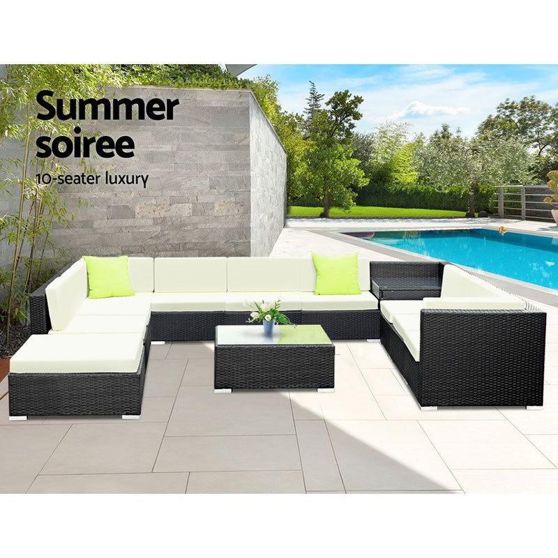 Gardeon 12PC Outdoor Furniture Sofa Set Wicker Garden Patio Lounge - Sale Now