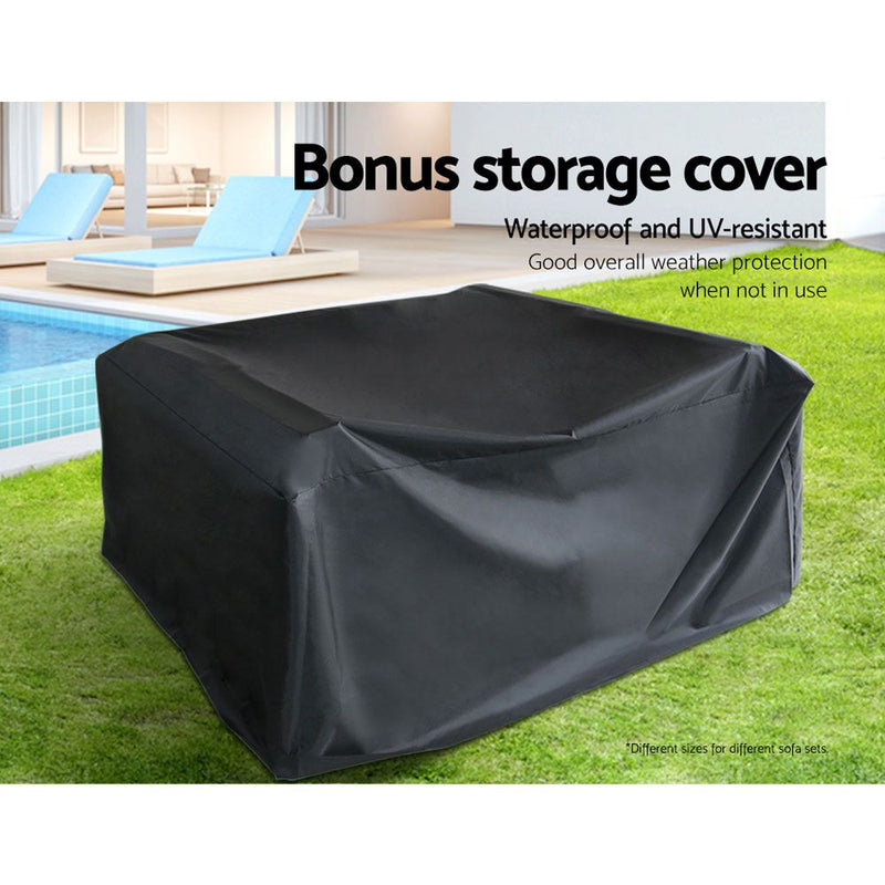 Gardeon 5PC Sofa Set with Storage Cover Outdoor Furniture Wicker - Sale Now