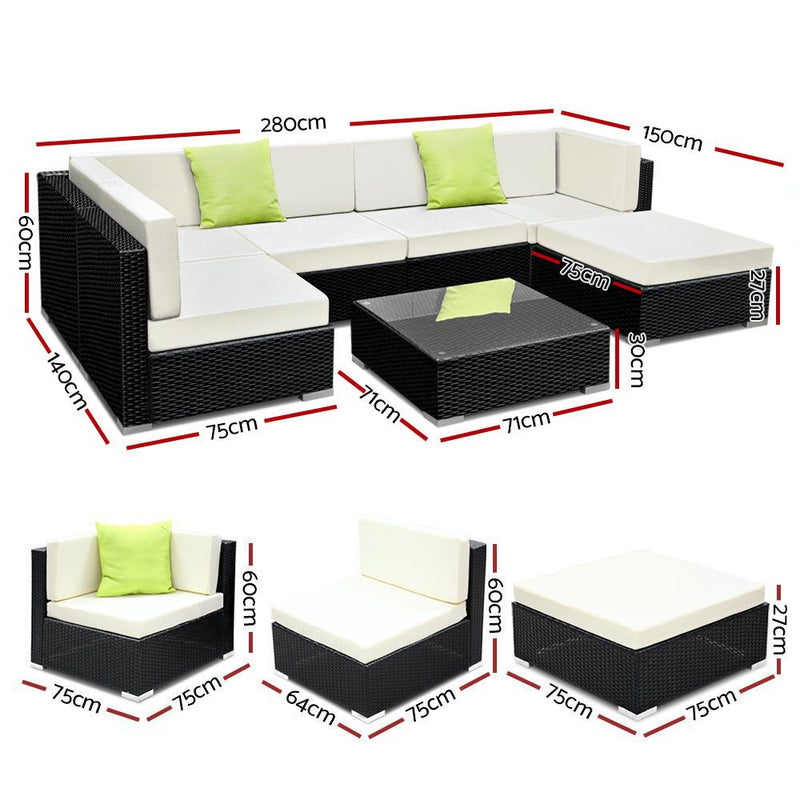 Gardeon 7PC Outdoor Furniture Sofa Set Wicker Garden Patio Pool Lounge - Sale Now