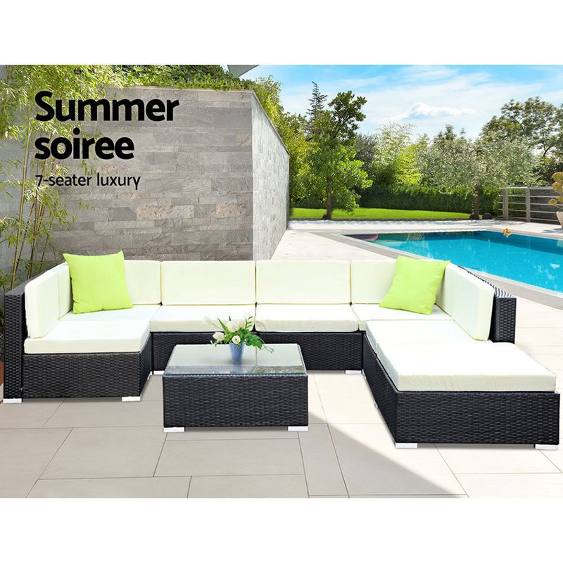 Gardeon 8PC Sofa Set with Storage Cover Outdoor Furniture Wicker - Sale Now
