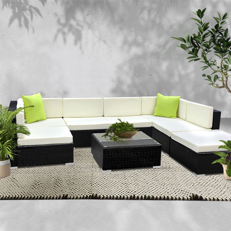 Gardeon 8PC Outdoor Furniture Sofa Set Wicker Garden Patio Pool Lounge - Sale Now