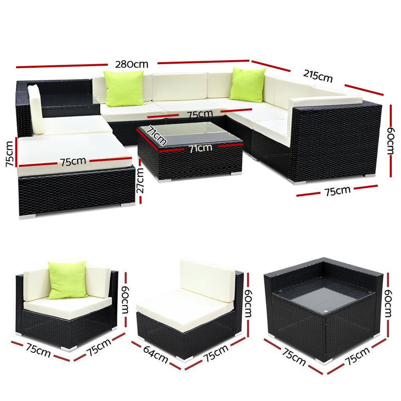 Gardeon 9PC Sofa Set with Storage Cover Outdoor Furniture Wicker - Sale Now