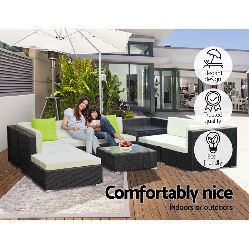 Gardeon 9PC Outdoor Furniture Sofa Set Wicker Garden Patio Pool Lounge - Sale Now