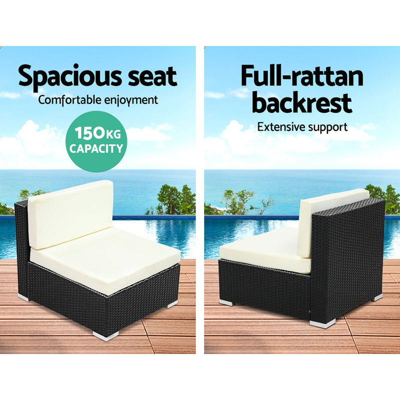 3PC Gardeon Outdoor Furniture Sofa Set Wicker Rattan Garden Lounge Chair Setting - Sale Now