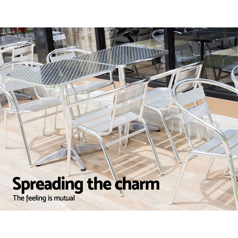 Bar Table Outdoor Furniture Adjustable Aluminium Pub Cafe Indoor Square Gardeon - Sale Now