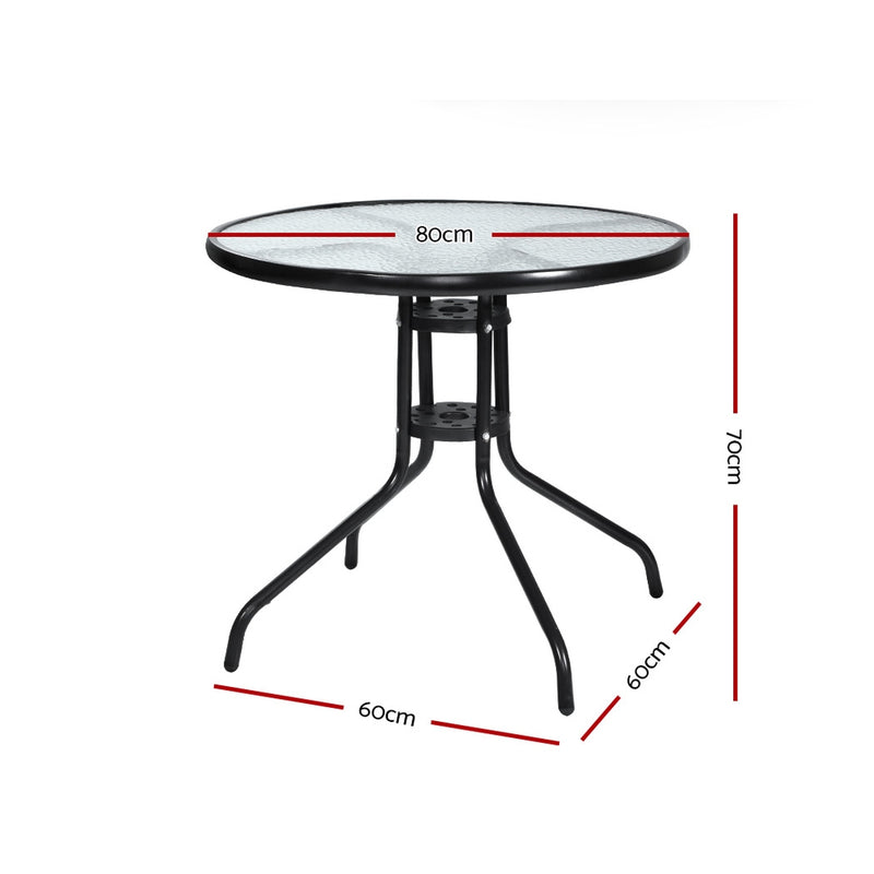 Gardeon Outdoor Dining Table Bar Setting Steel Glass 70CM - Sale Now