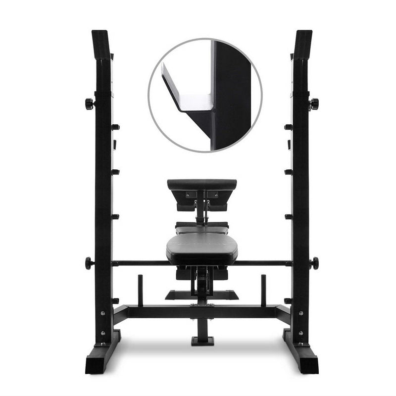 Everfit Multi-Station Weight Bench Press Fitness 58KG Barbell Set Incline Black - Sale Now